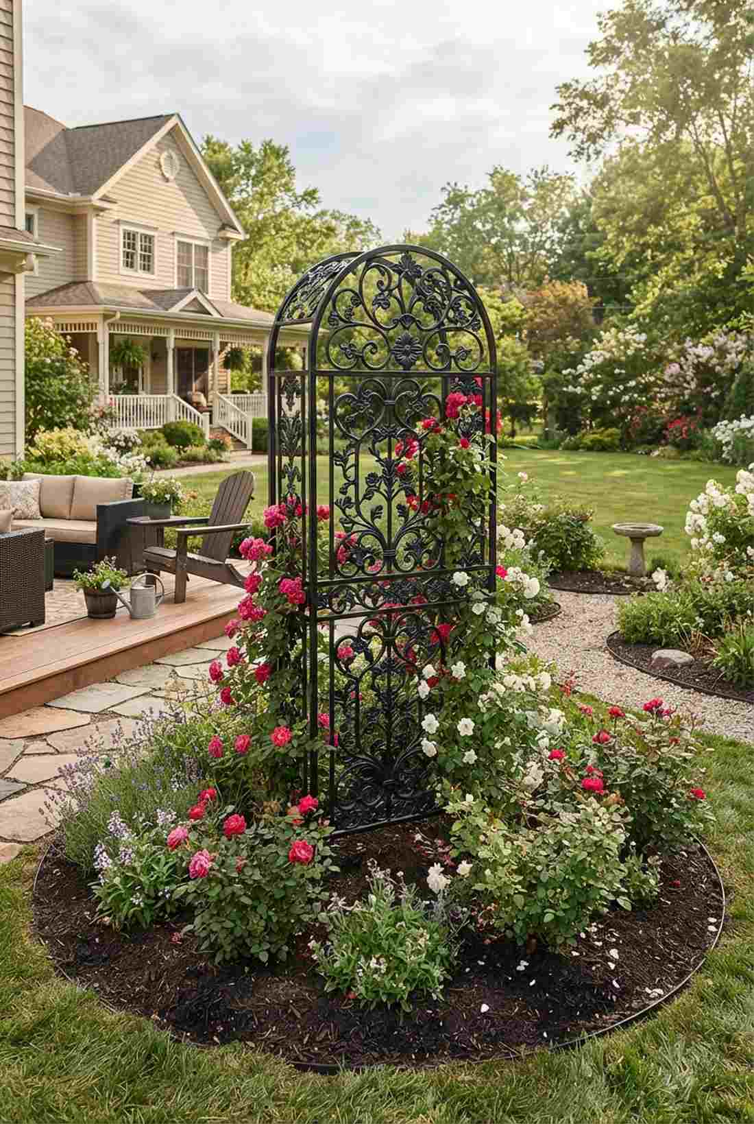 wrought iron scroll trellis