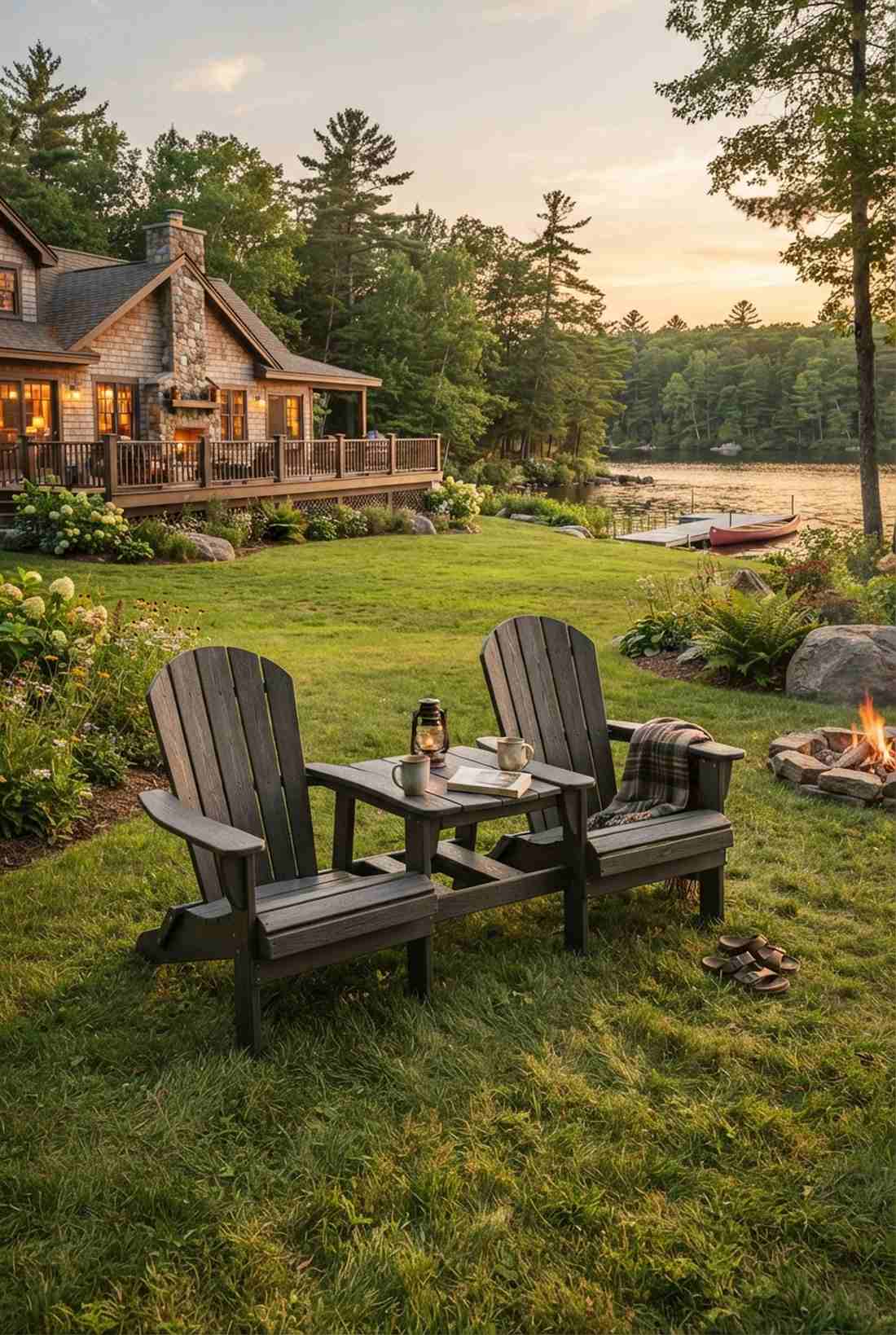 adirondack chairs with connecting table