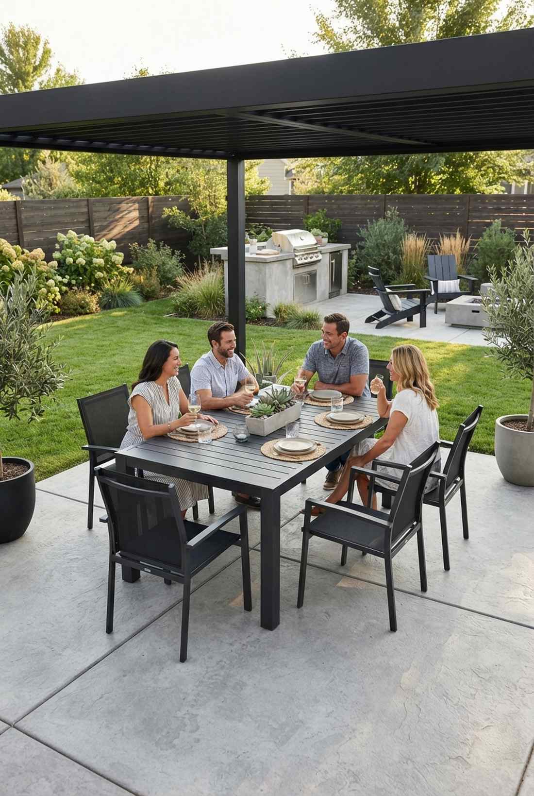 aluminum dining set with slatted tabletop