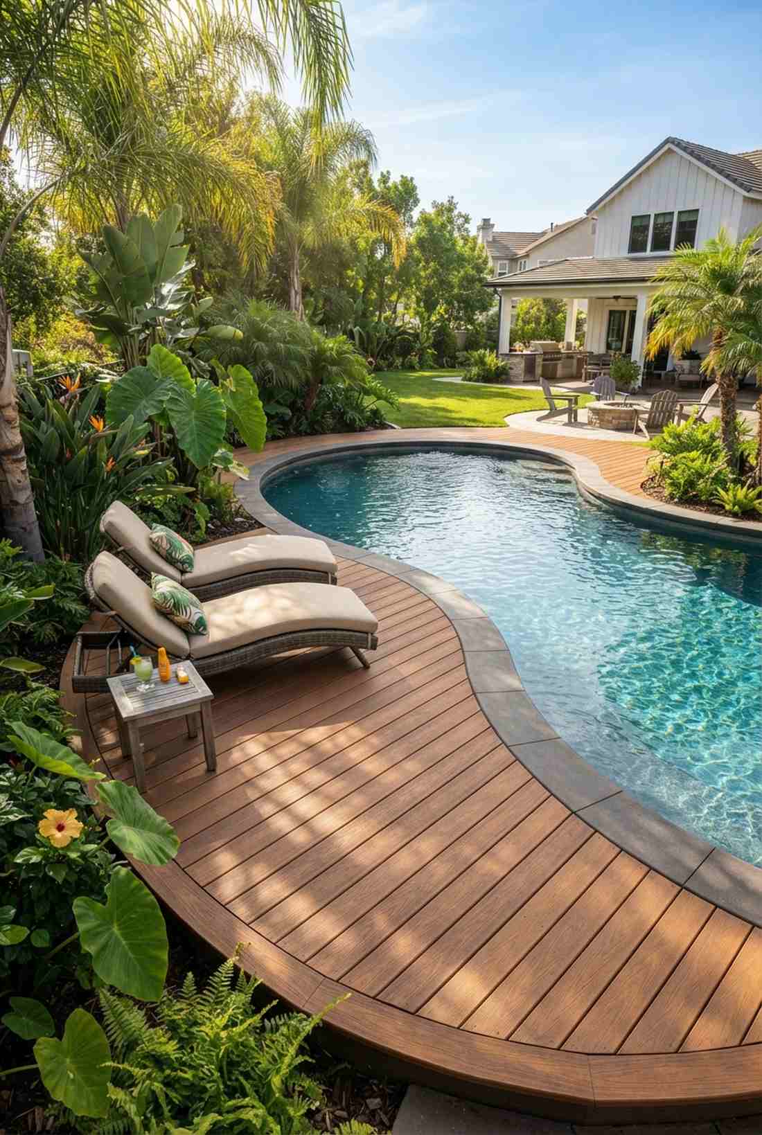 asymmetric kidney pool deck