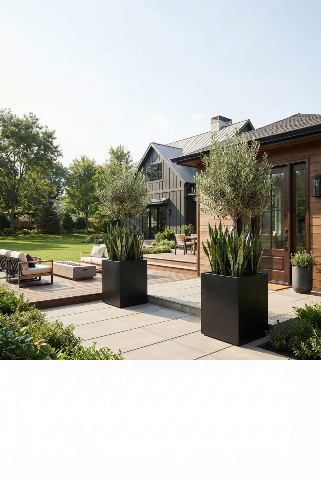 black metal planters as furniture accents