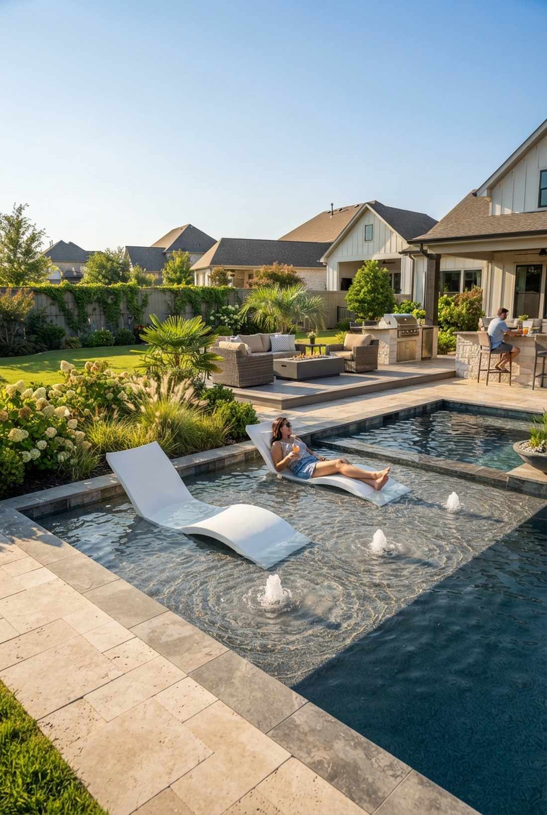 cocktail pool with tanning ledge