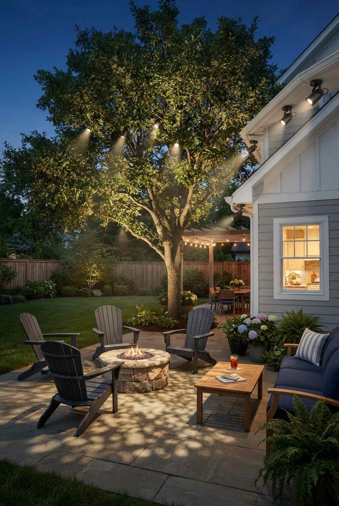 eave mounted tree downlights