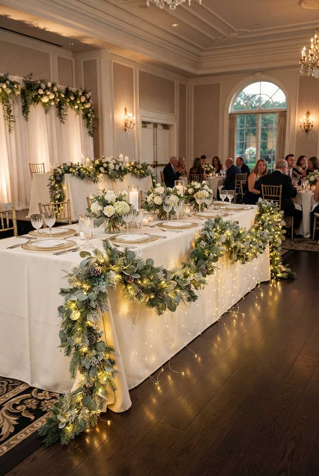 garland swag table edge draping