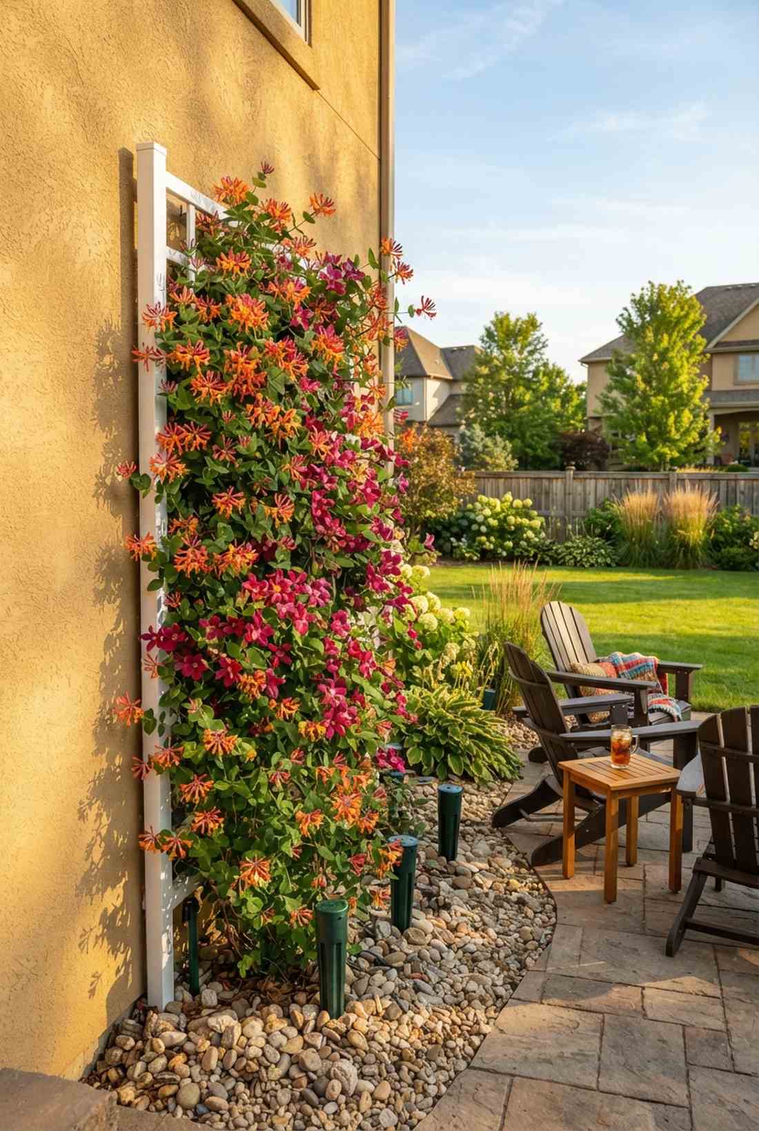 goldflame honeysuckle with texensis clematis