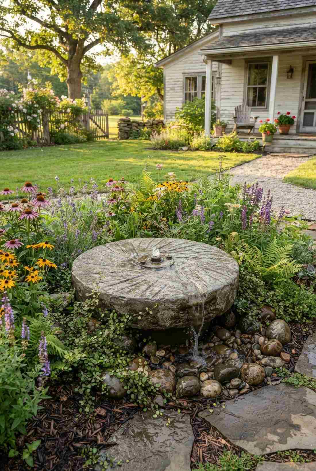 granite millstone fountain