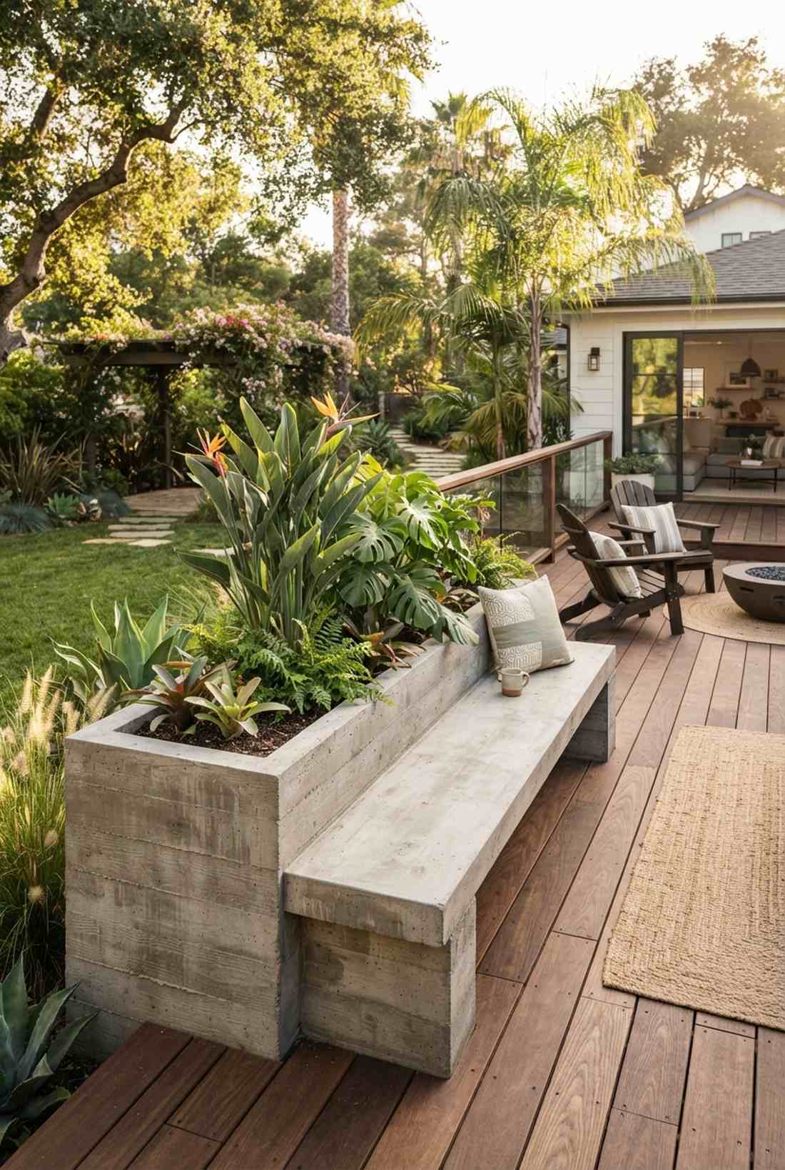 hollow block bench with planter
