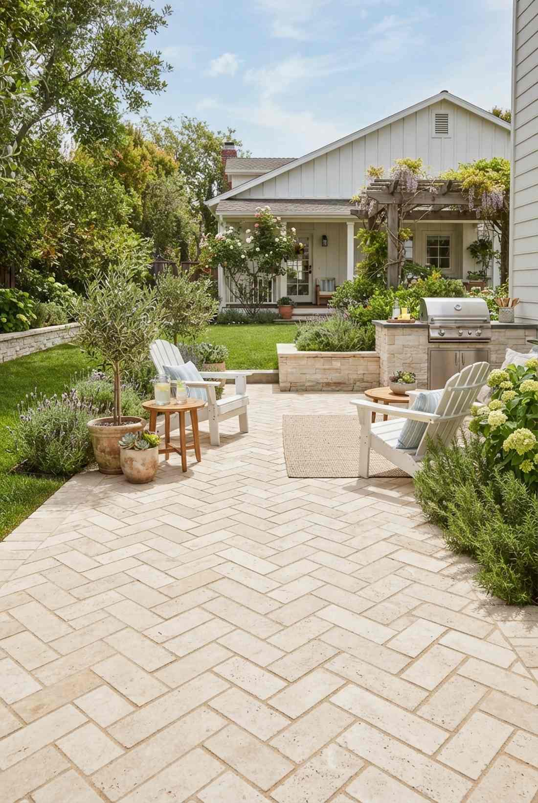 light colored limestone pavers