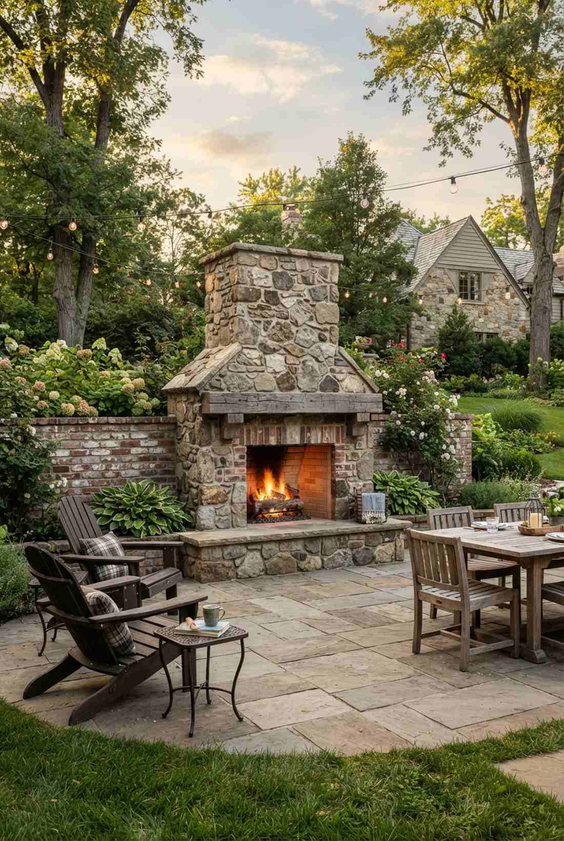 mixed material brick and stone combination