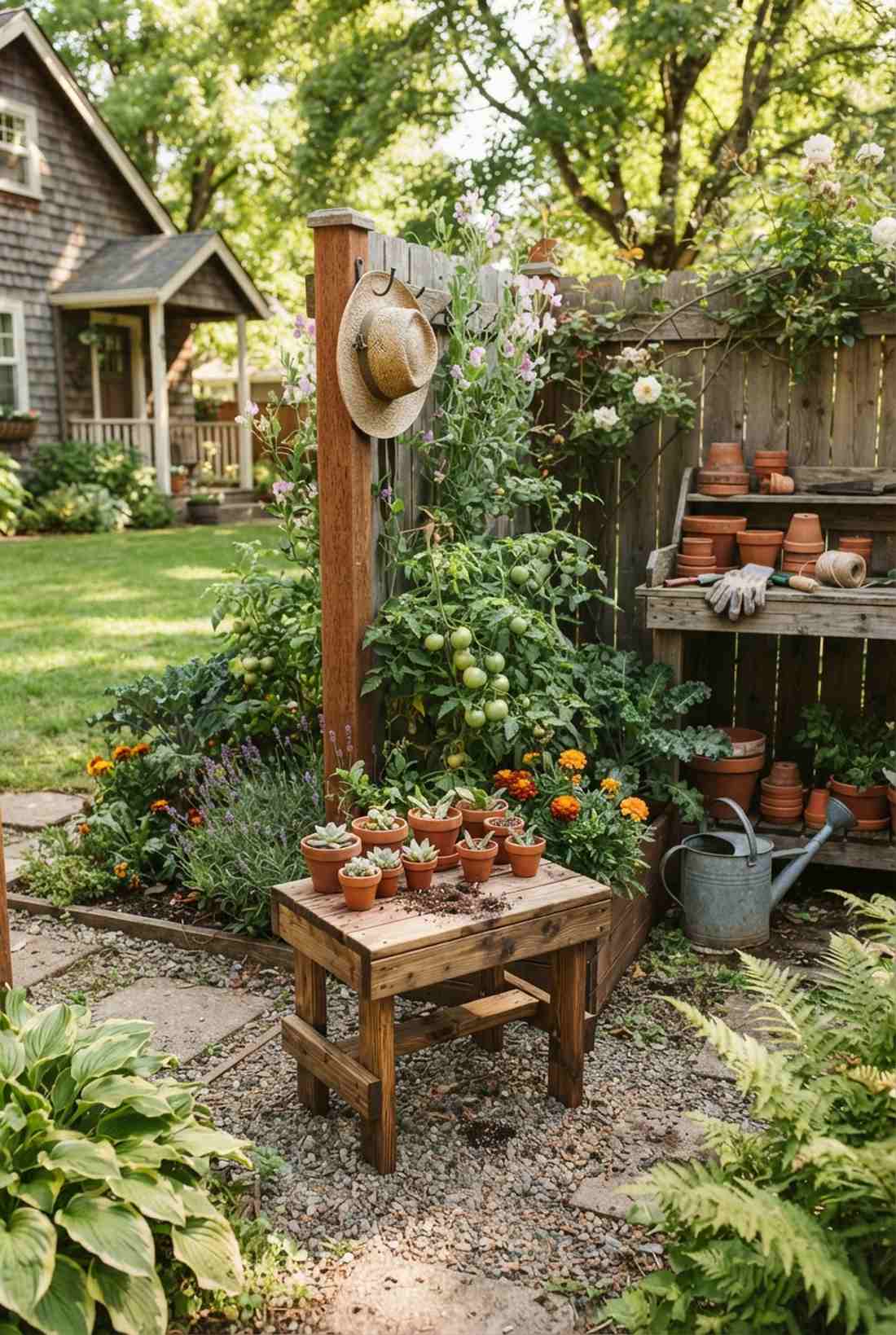 slatted garden stool