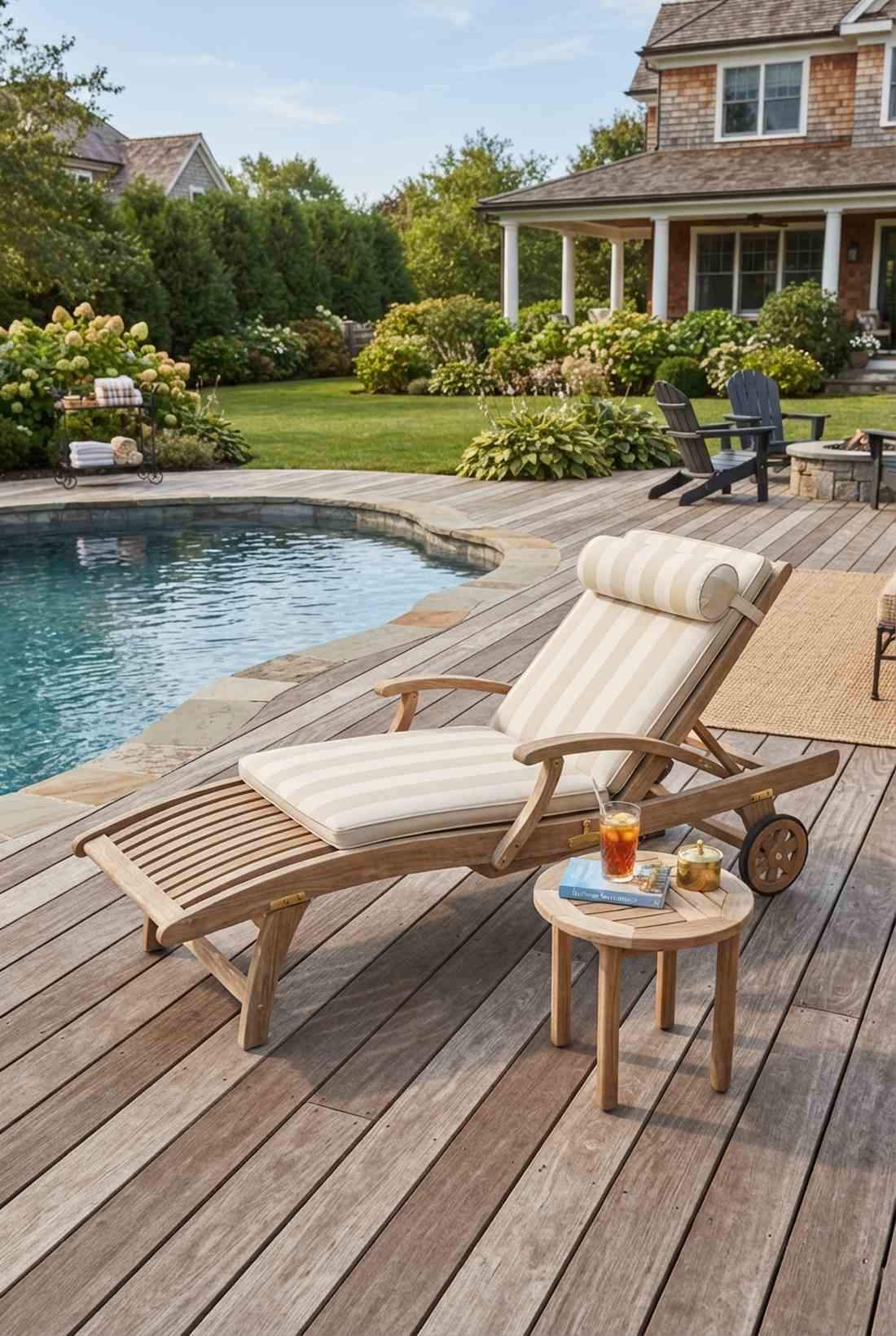 teak steamer loungers with wheels