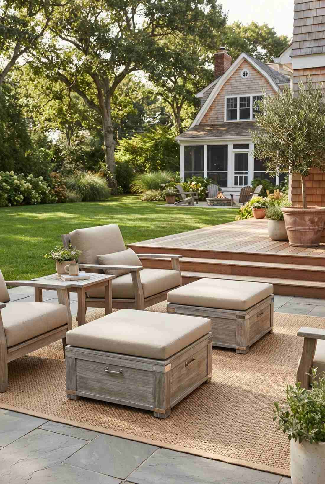 teak wood ottomans