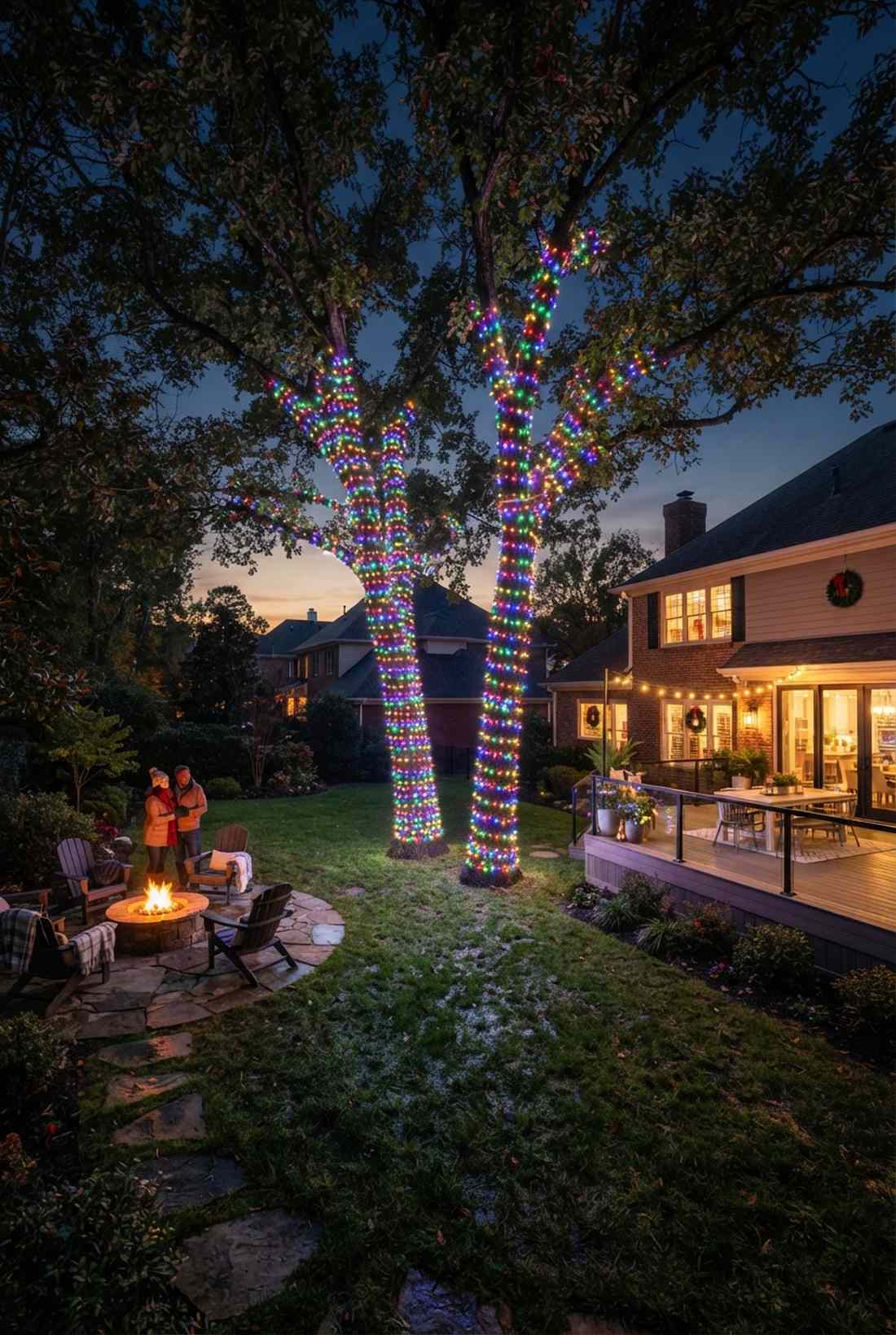 tree trunk rainbow wrapping
