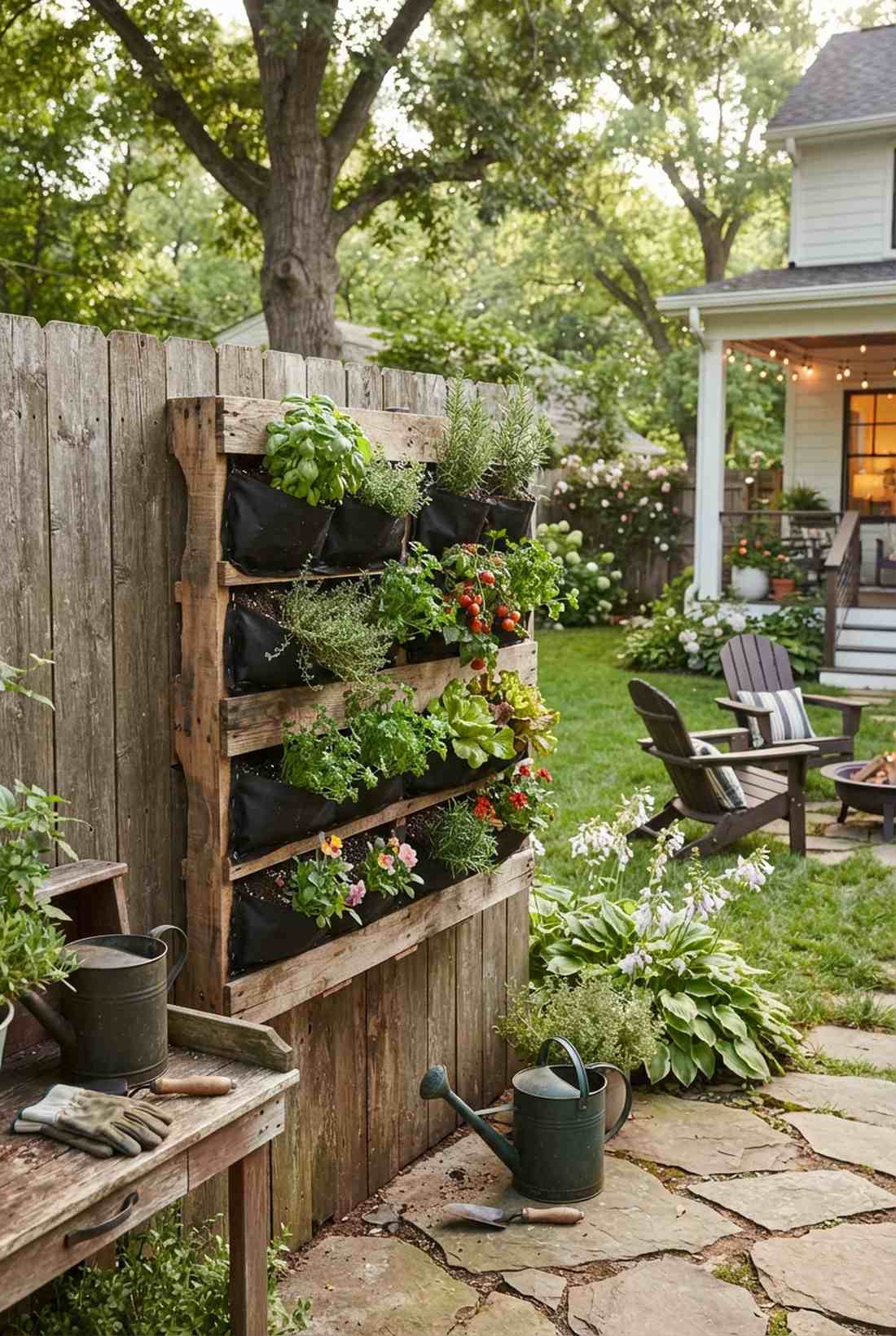 vertical pallet garden fence