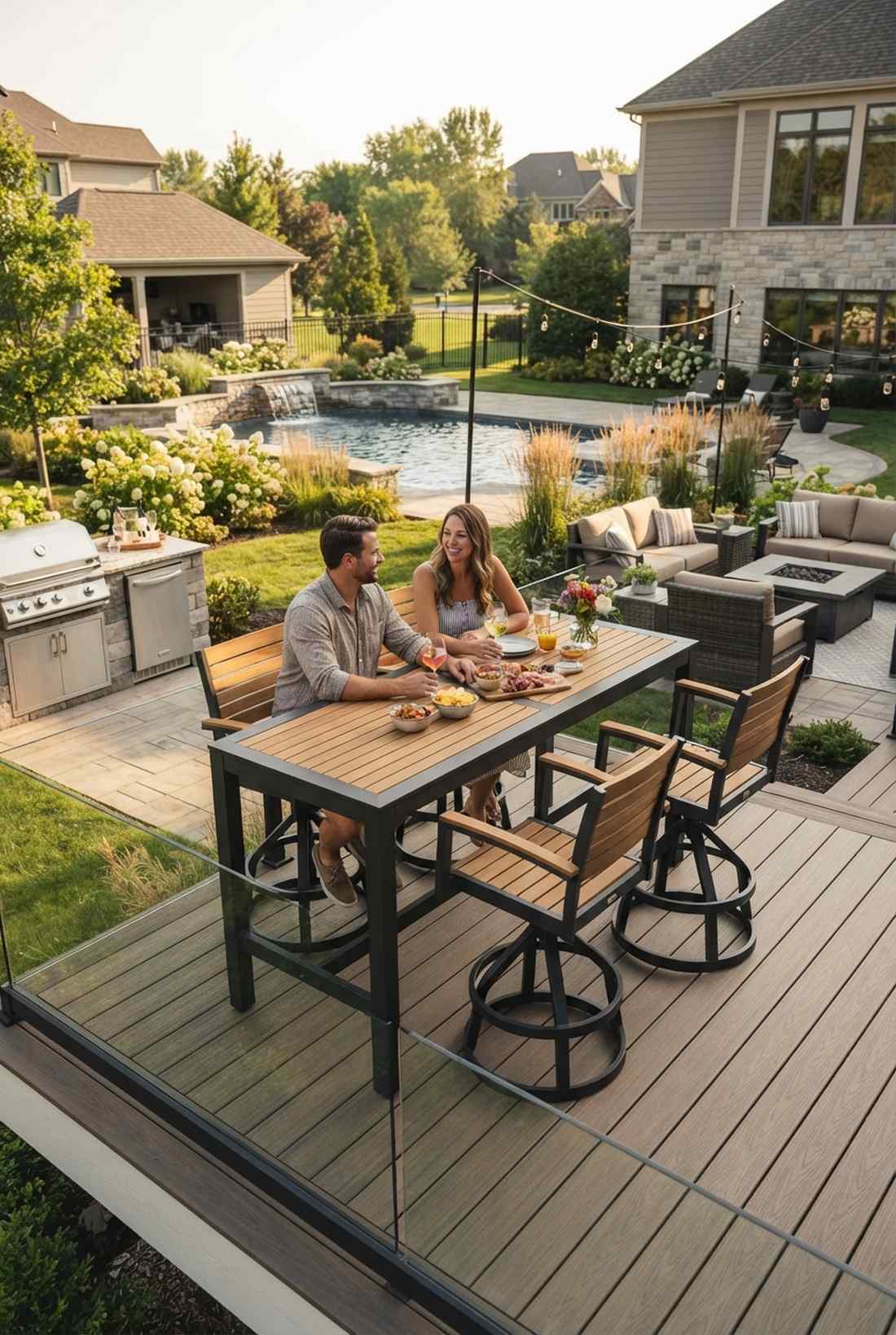 bar height table with swivel stools