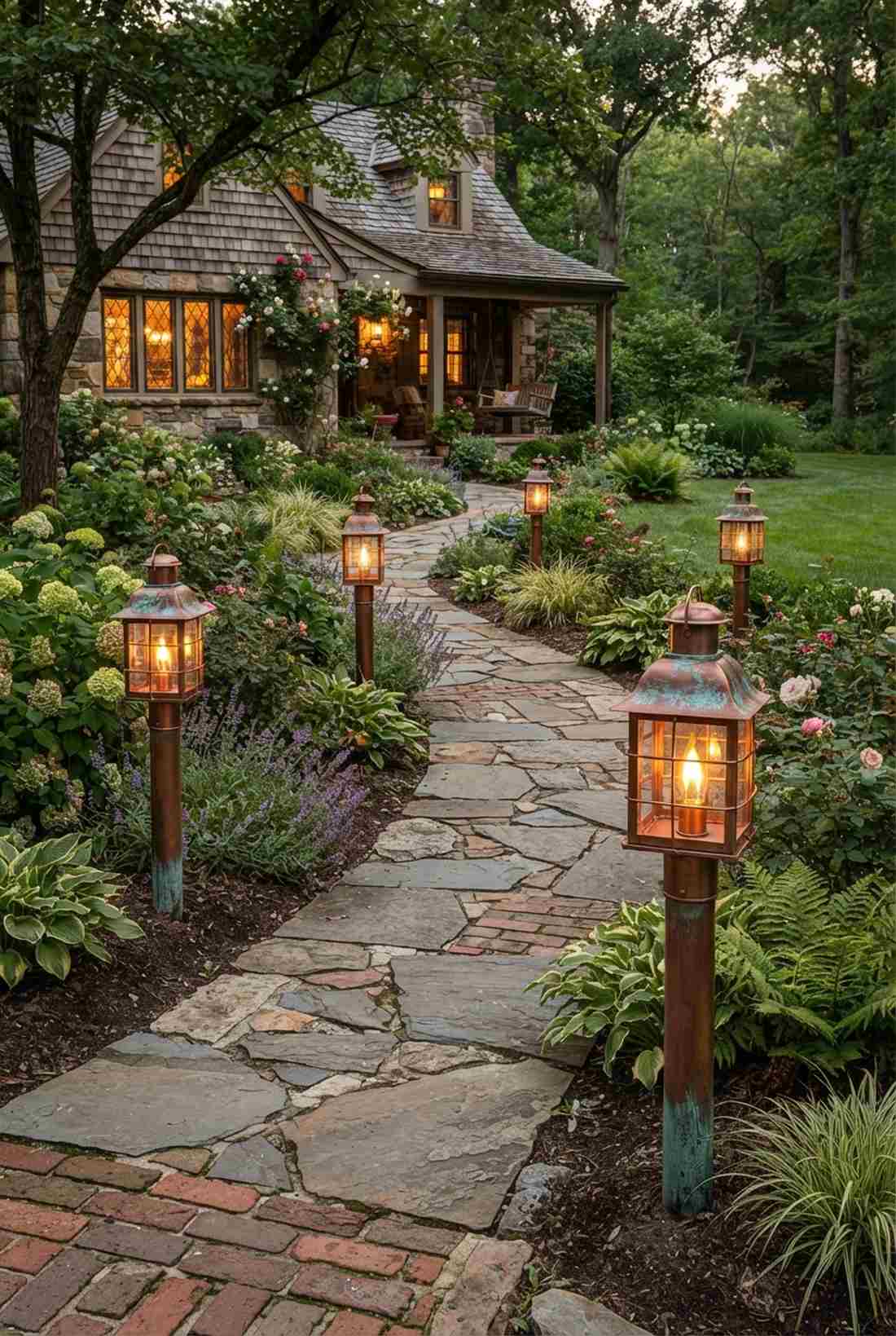 copper lantern pathway markers