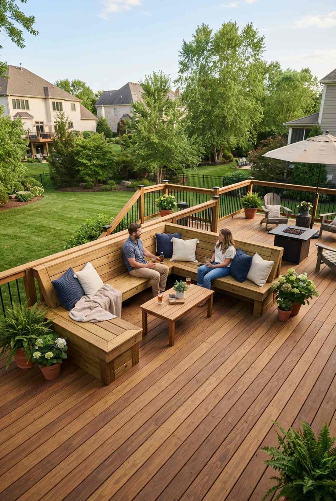 deck edge l shaped bench