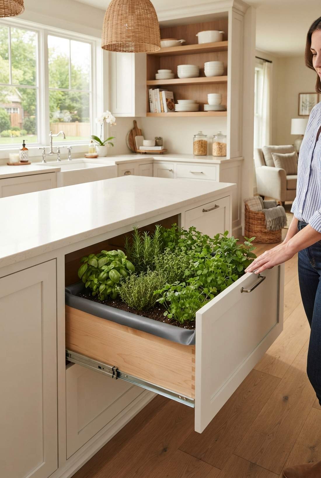 drawer style pull out herb box
