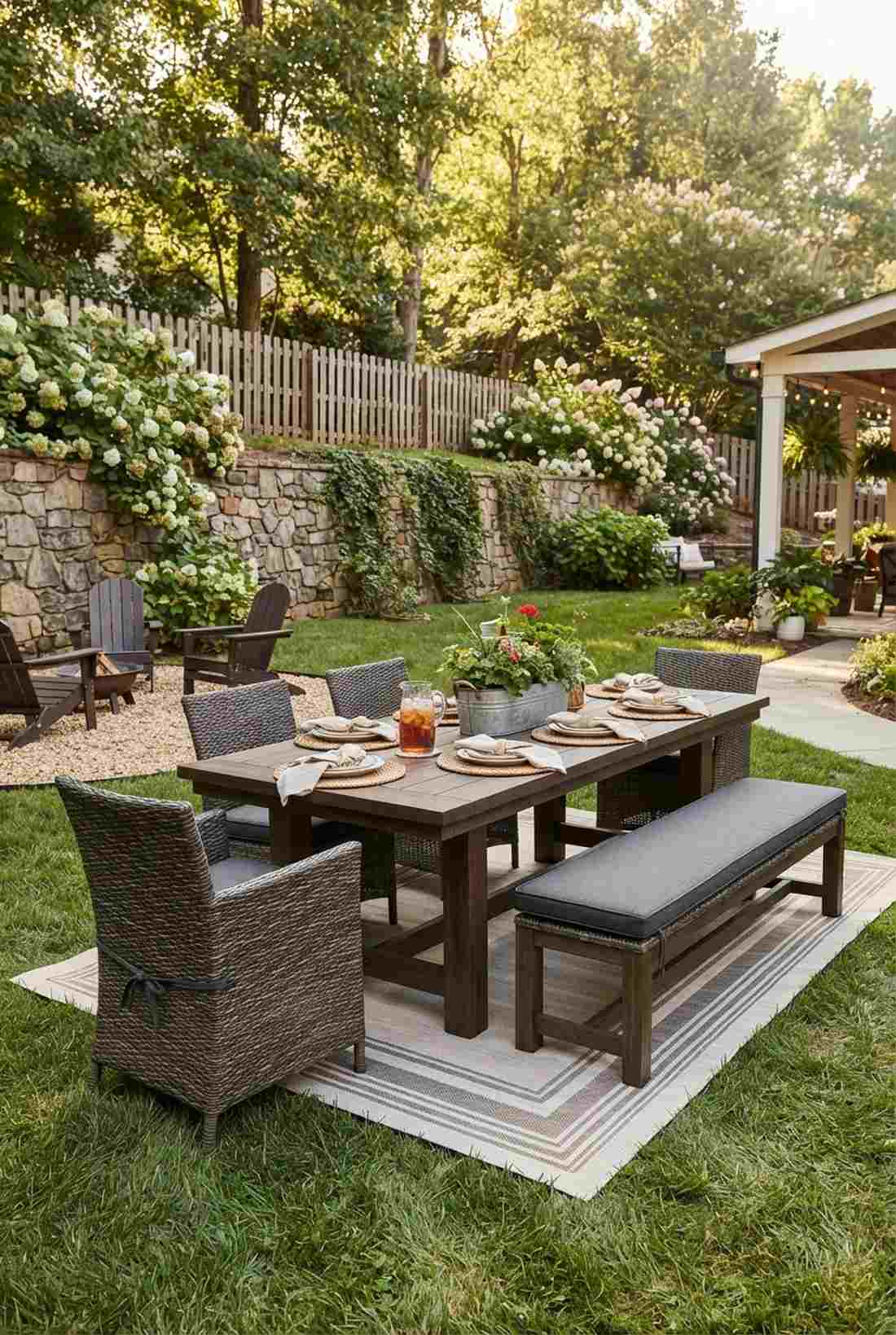 eight piece bench style dining