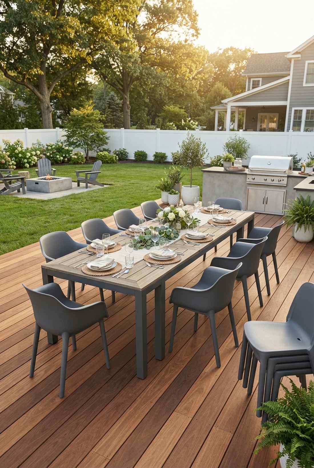 extendable table with stackable chair system