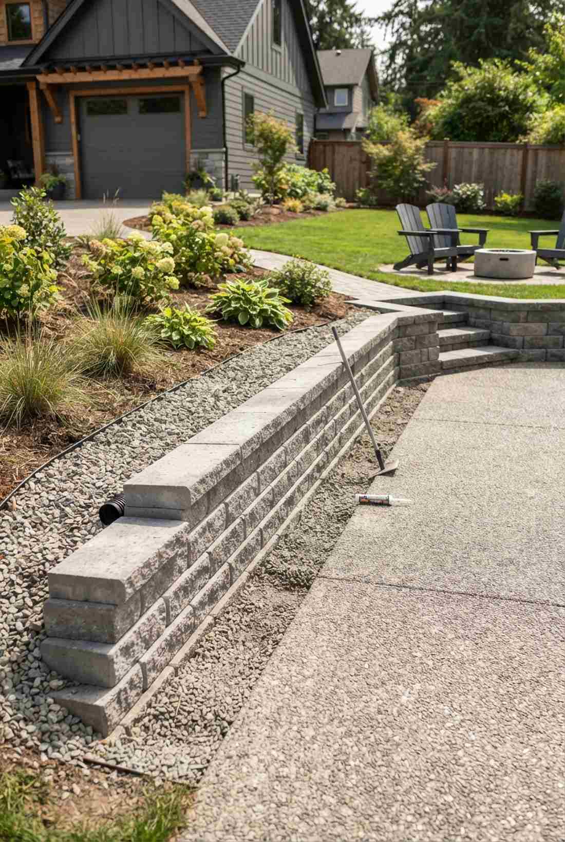 interlocking concrete block wall