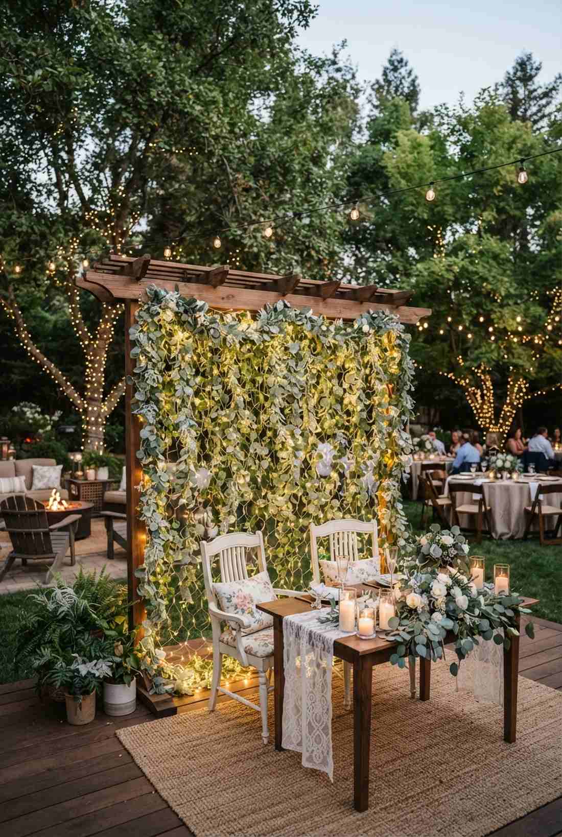 light curtain with greenery