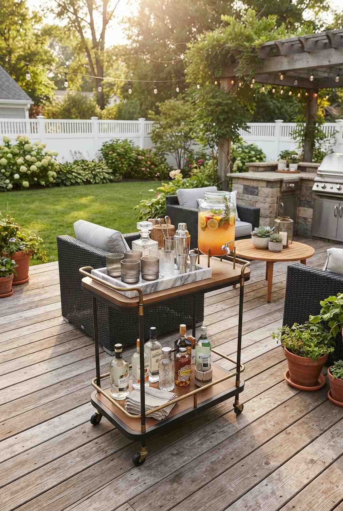 outdoor bar cart station