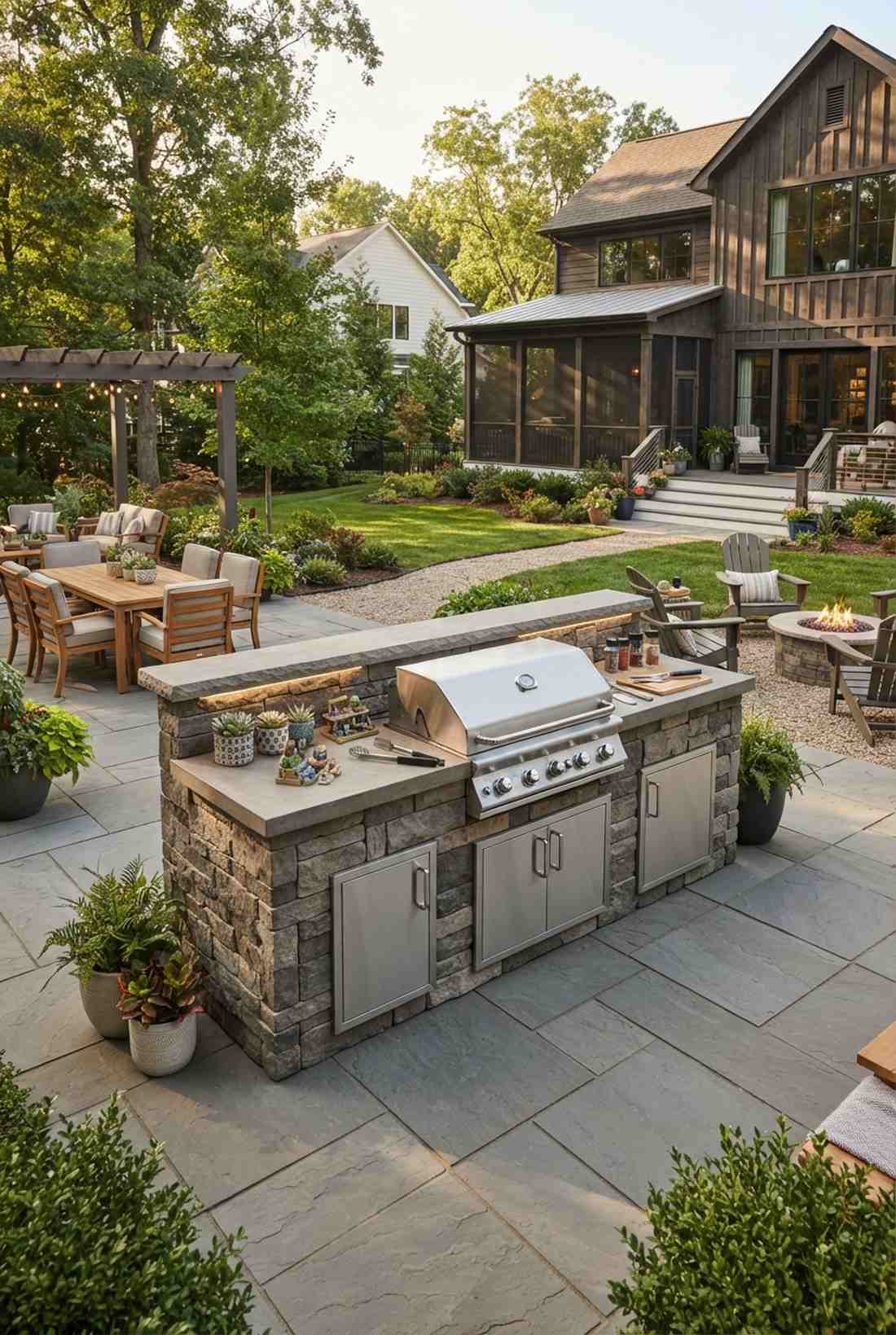 outdoor kitchen grilling station