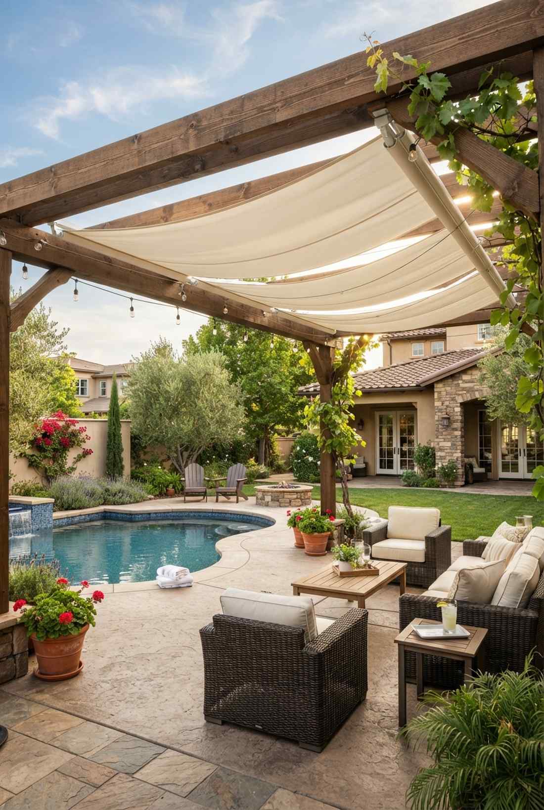 pergola with retractable canopy