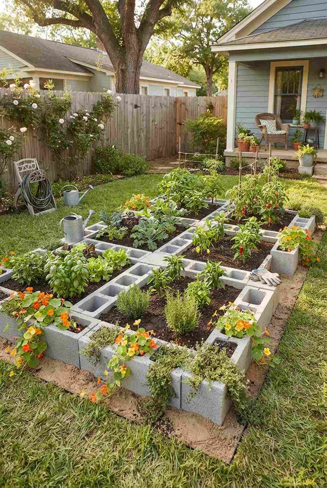 single course cinder block grid