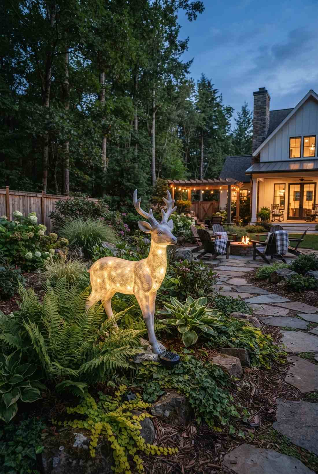 solar deer statues