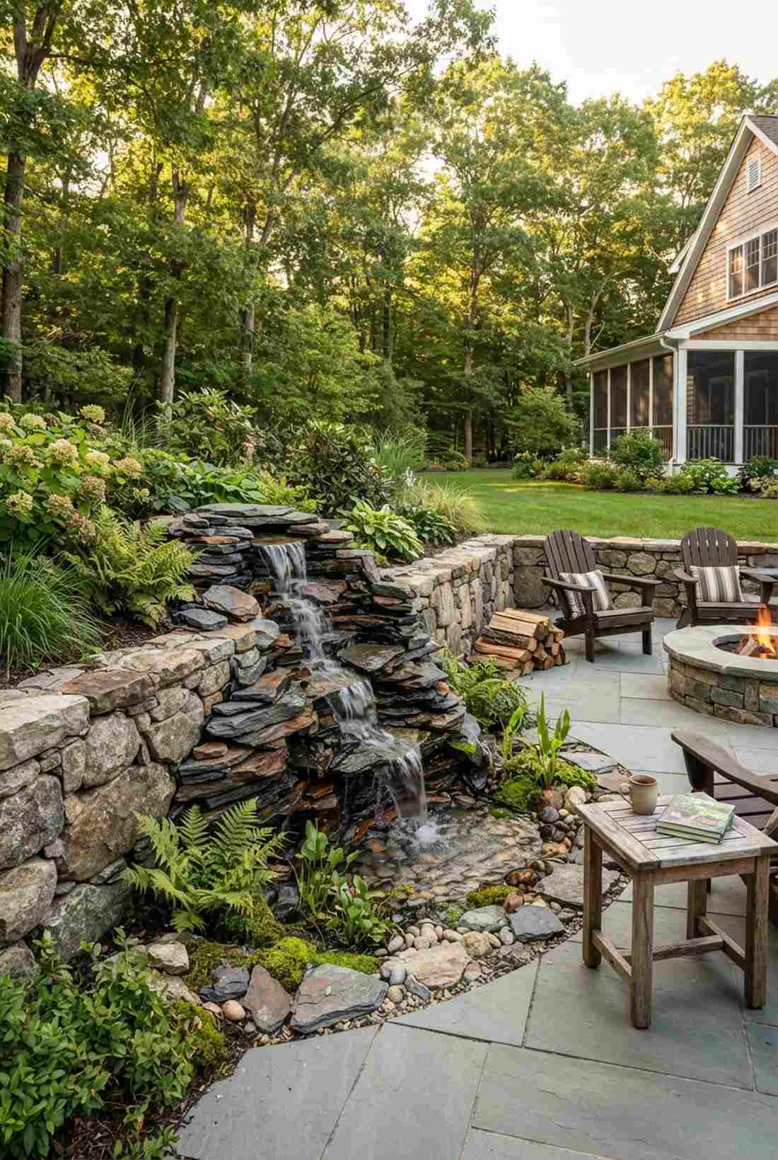stacked slate cascade