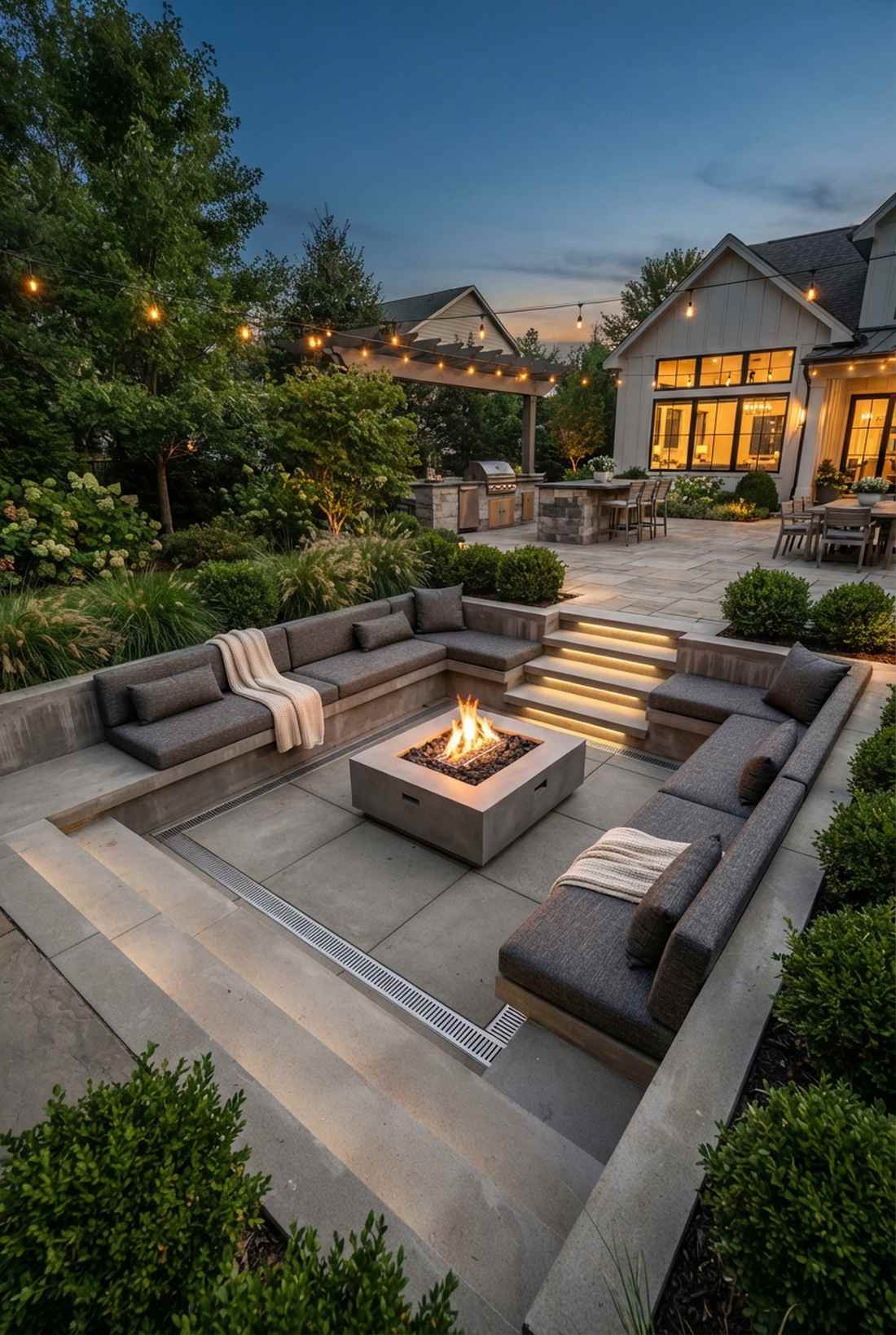 sunken outdoor seating zones