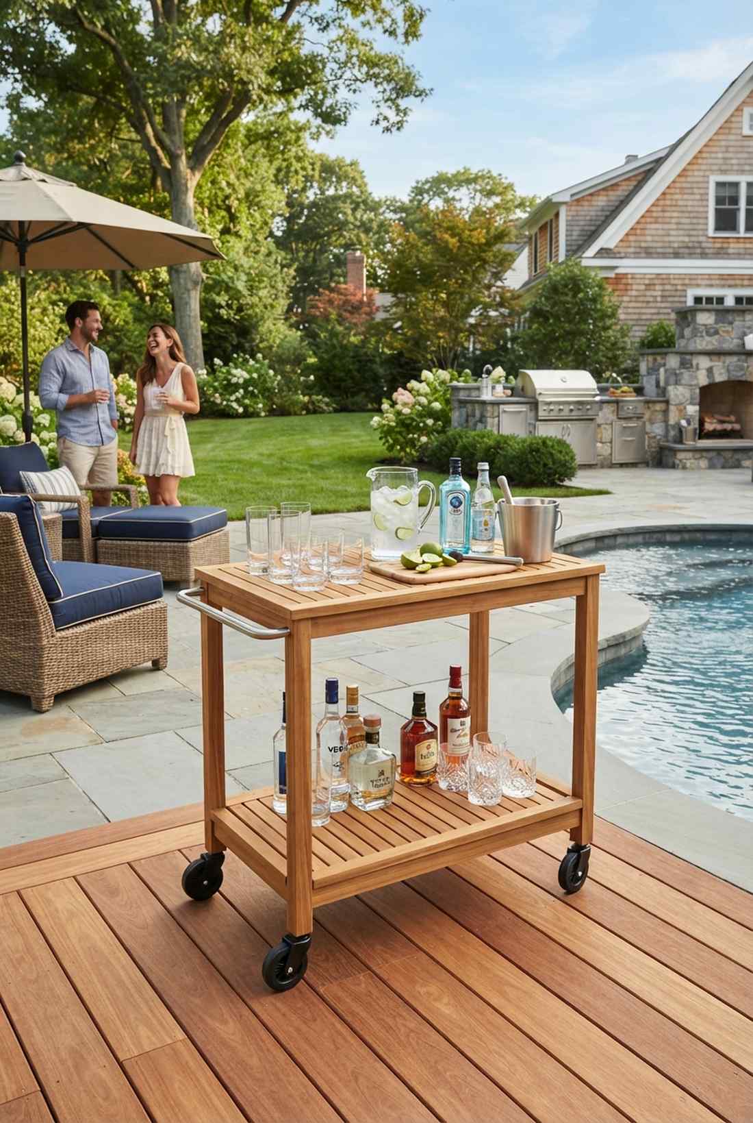 teak bar carts