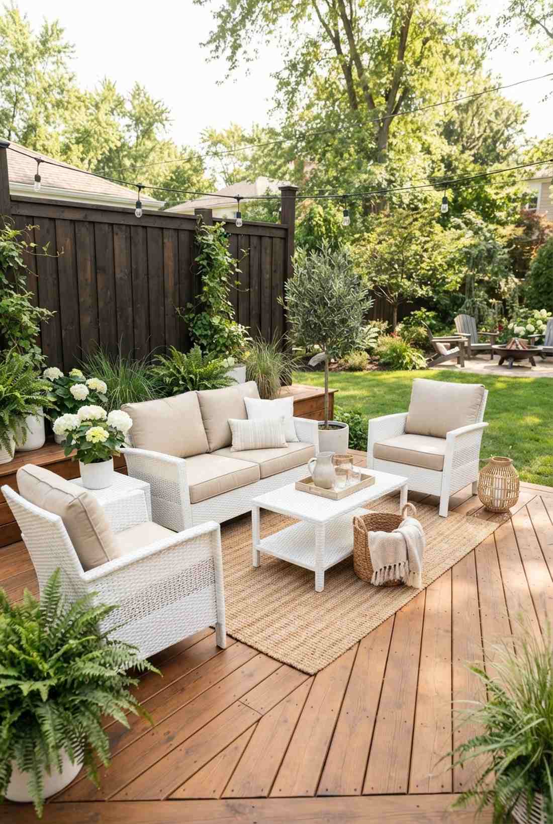 white wicker with natural cushions