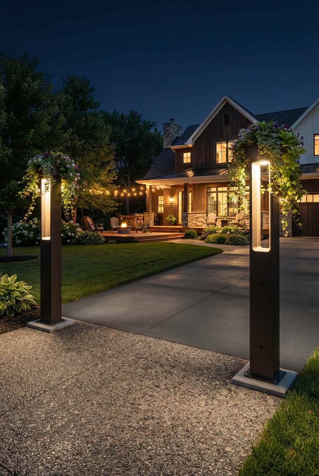 bollard lights with planter integration