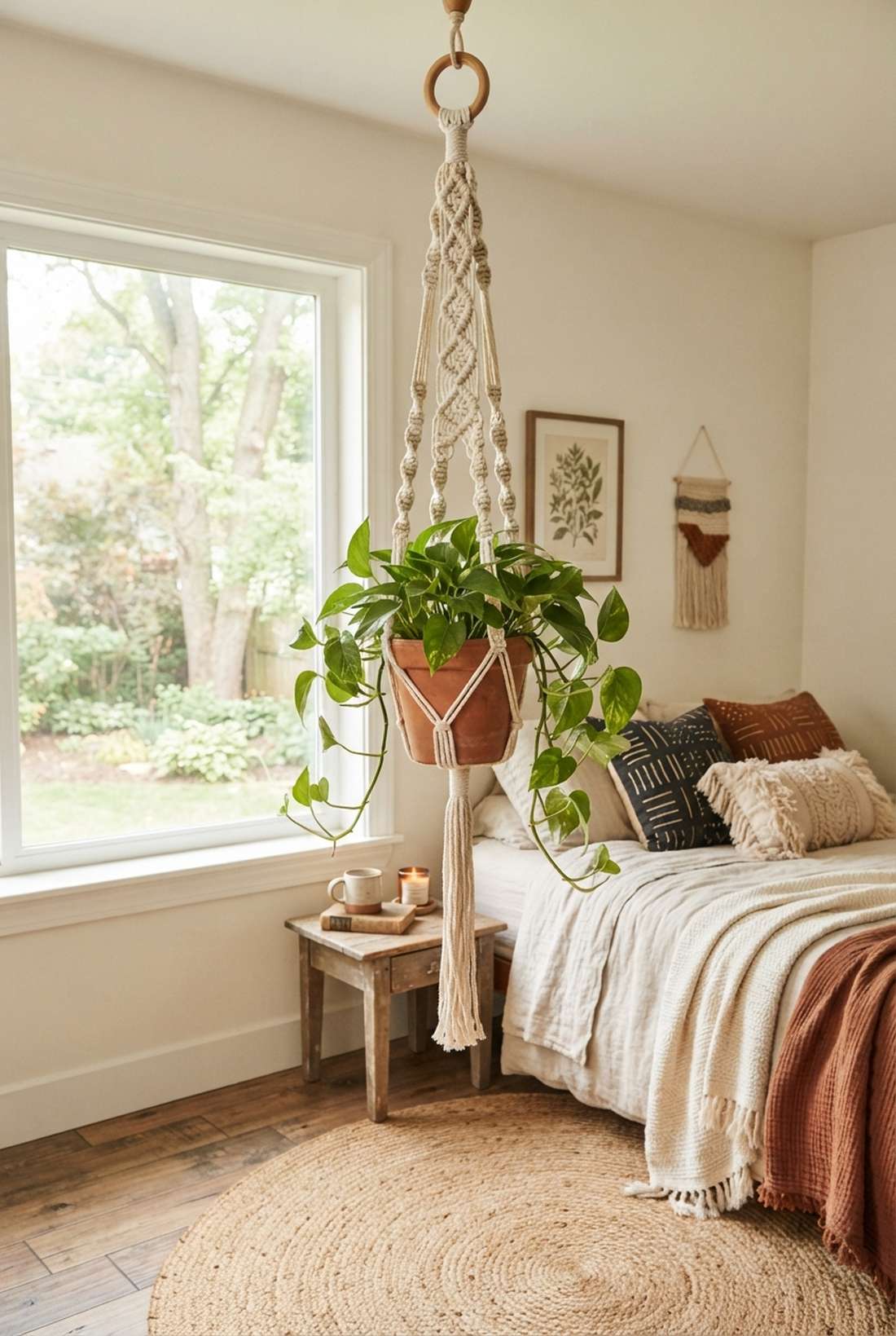 classic four strand macrame hanger