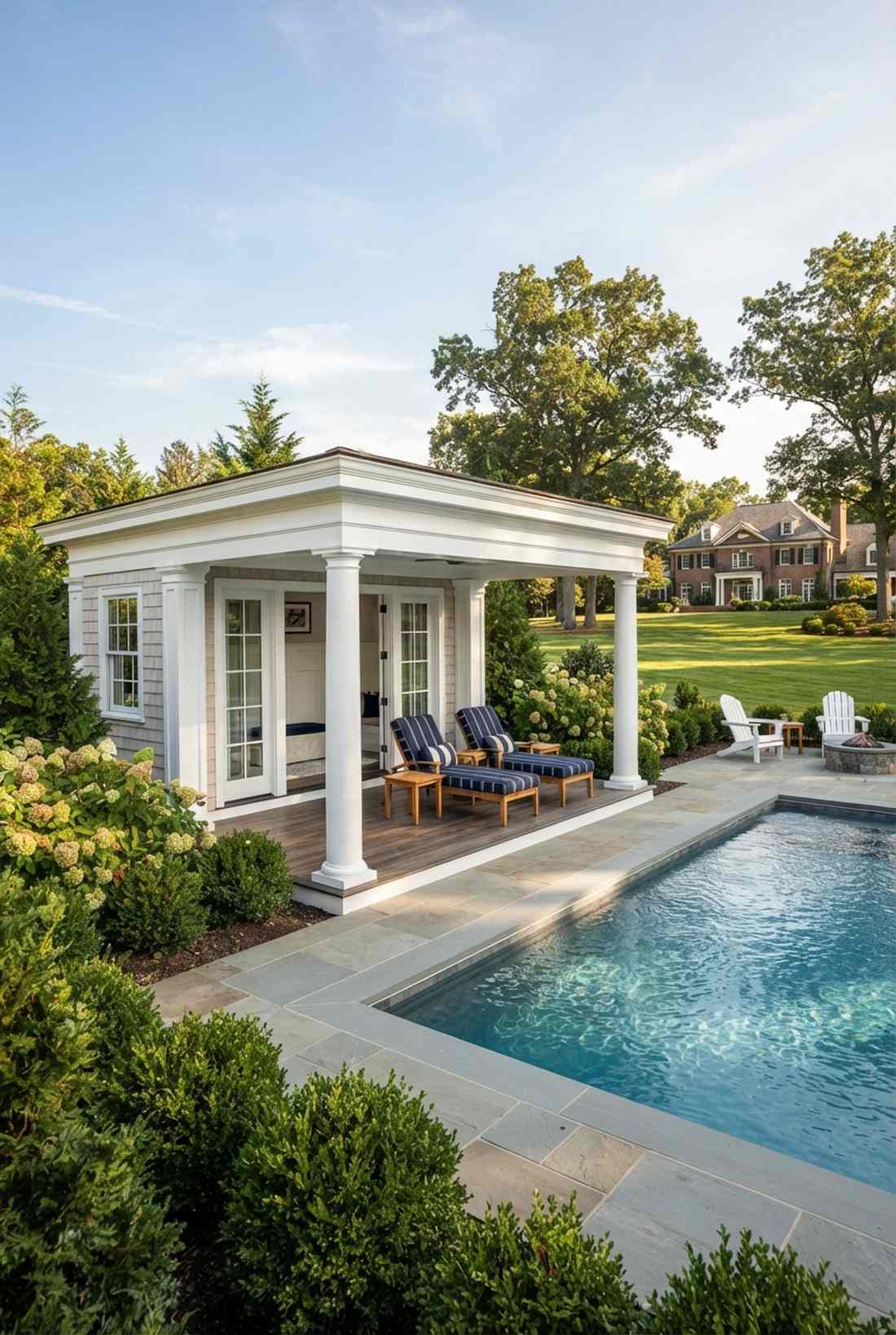 colonial style poolside cabana