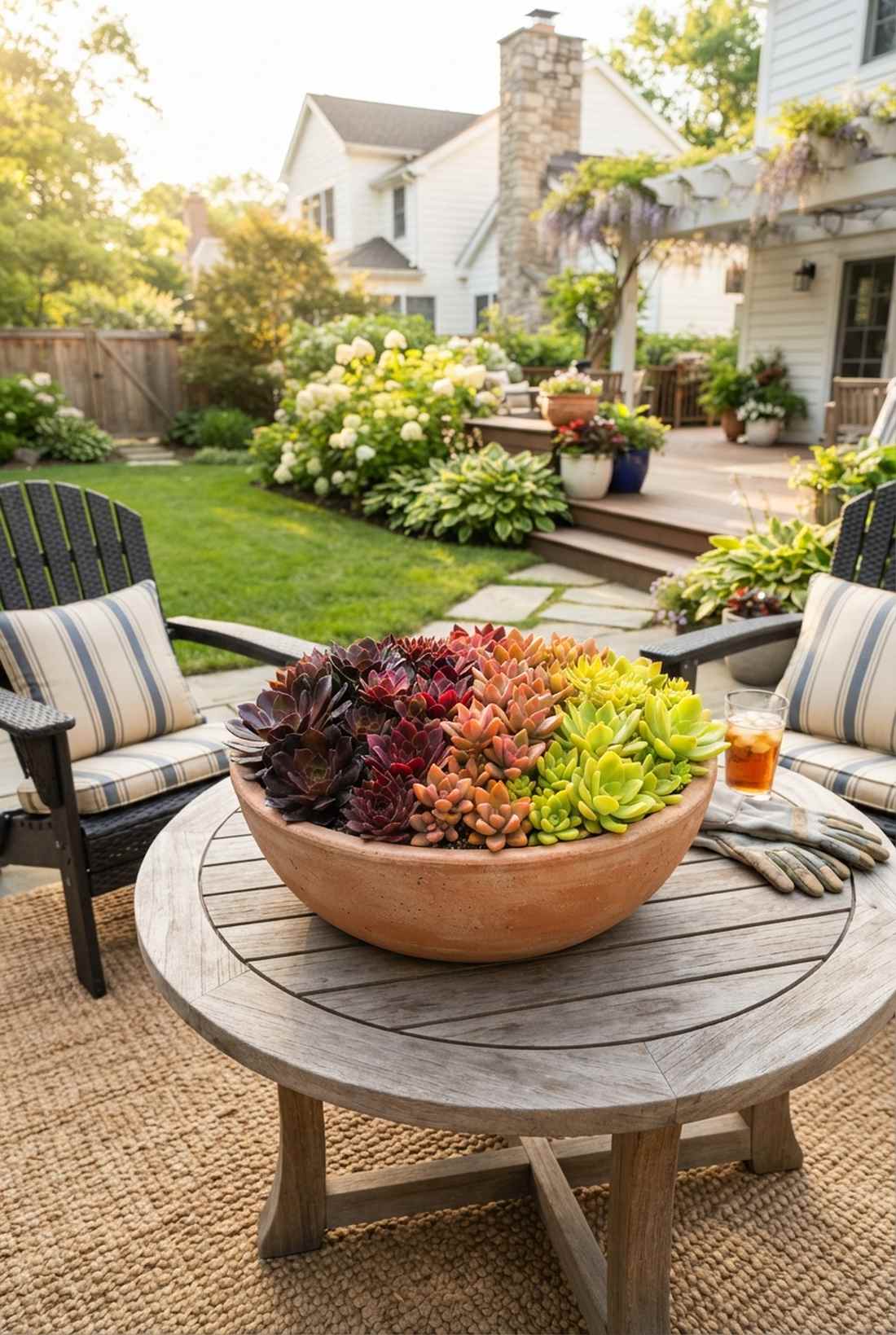 color gradient succulent bowl