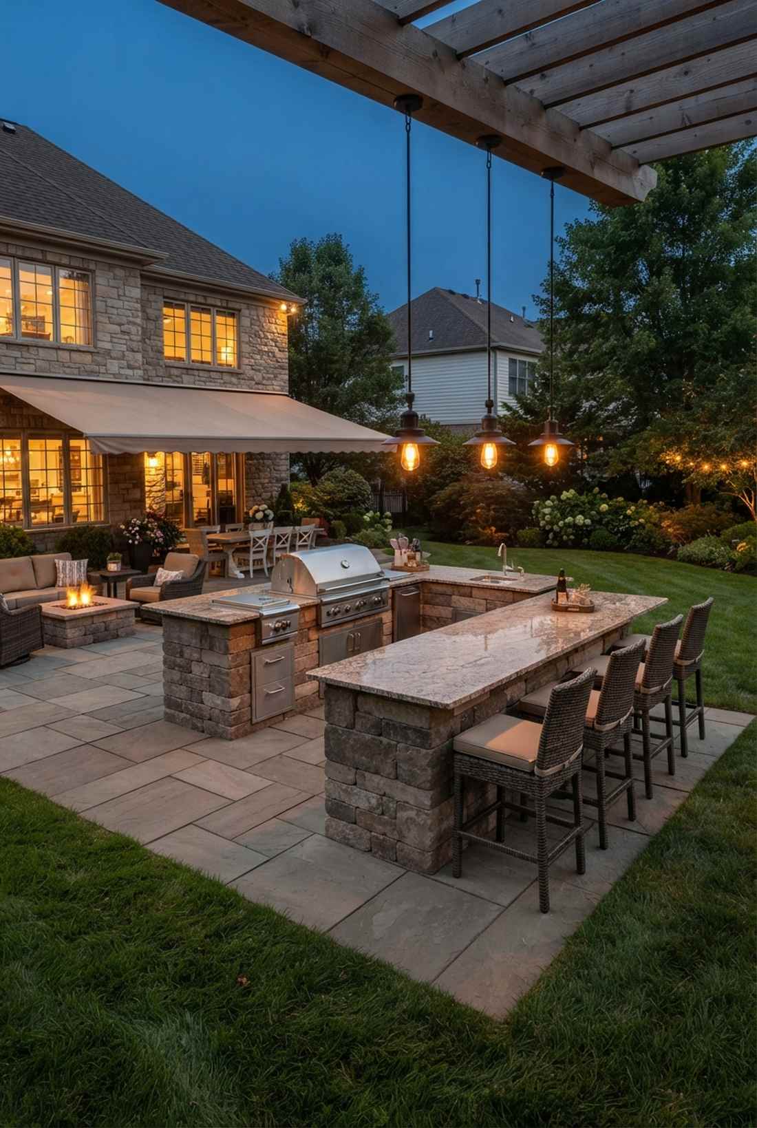 double island layout with bar seating