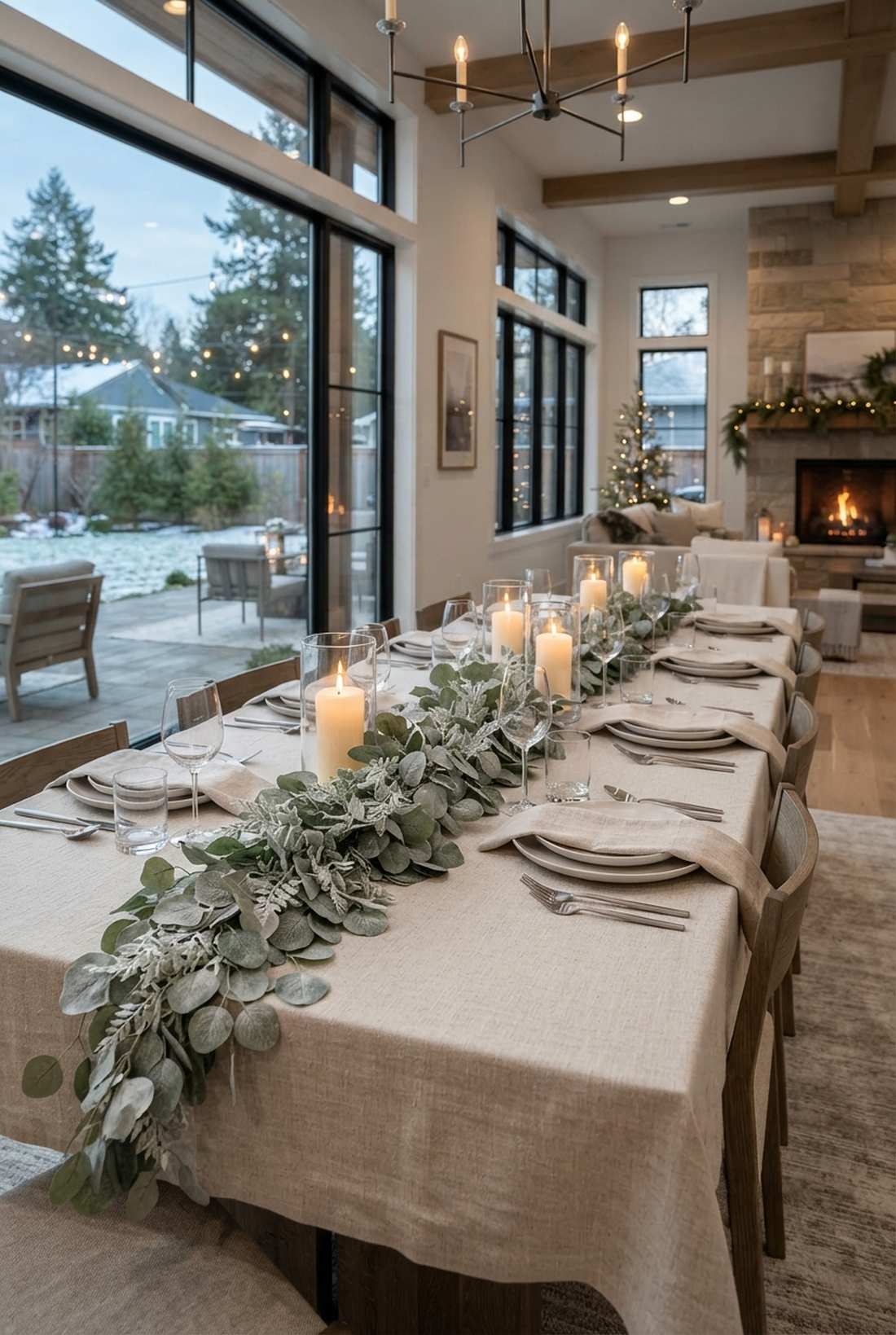 frosted eucalyptus table runner