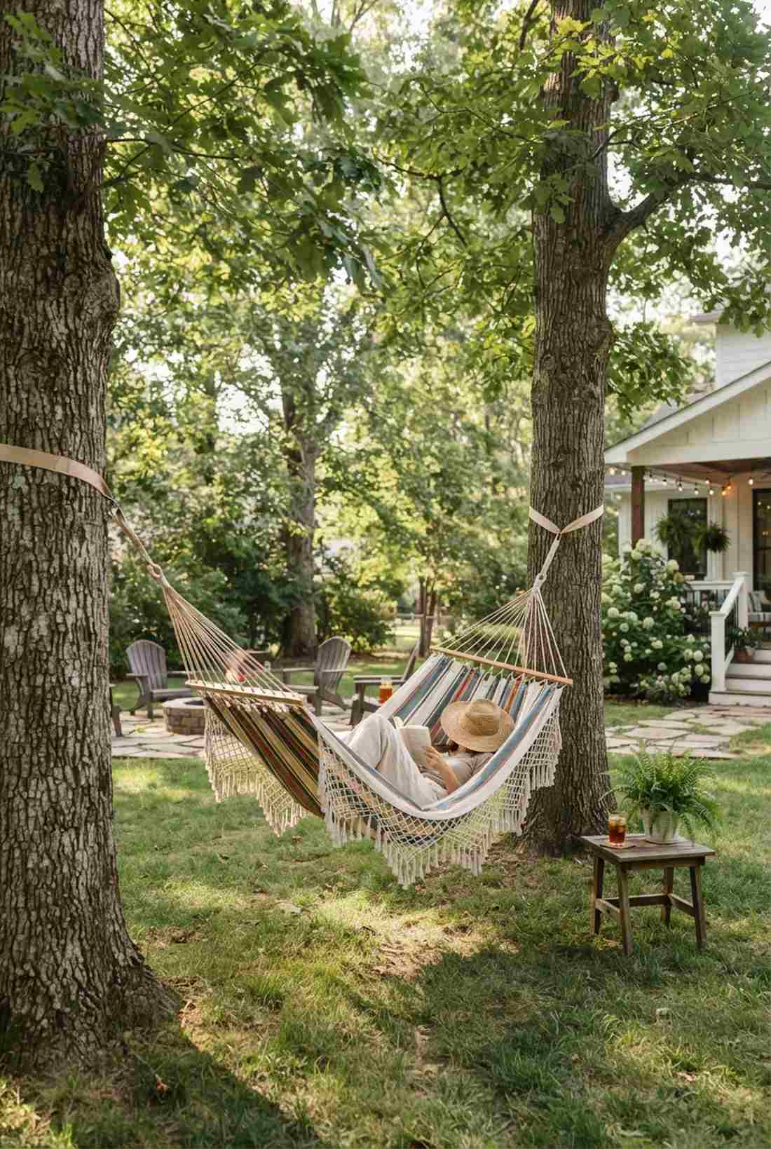 hammock between mature trees