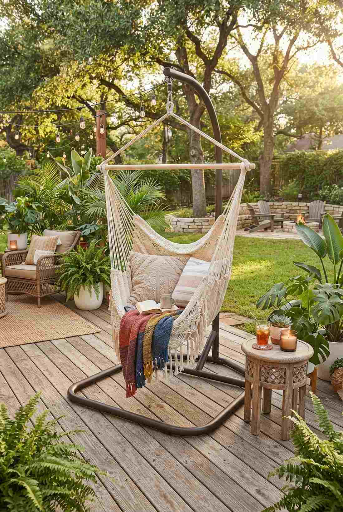 hammock chair stand with side table