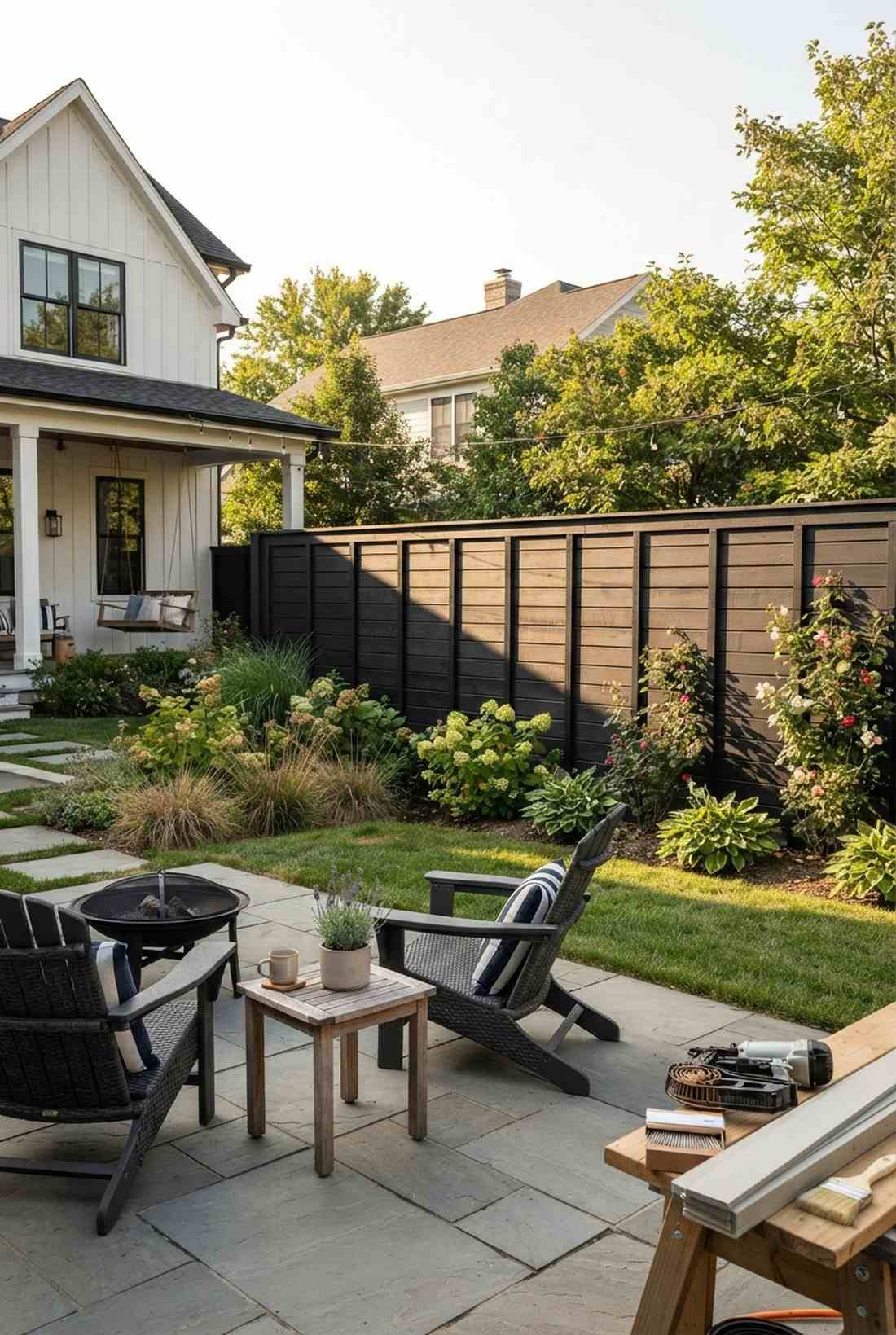 horizontal board and batten fence