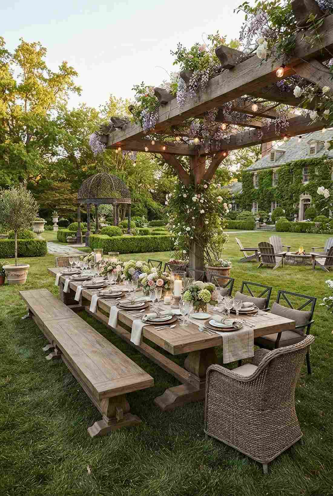 linear trestle table for banquet style dining