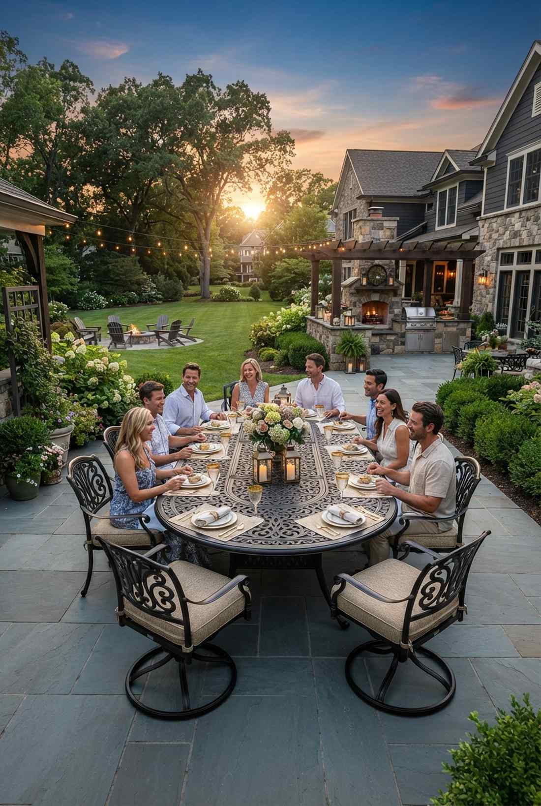 oval eight person extendable table