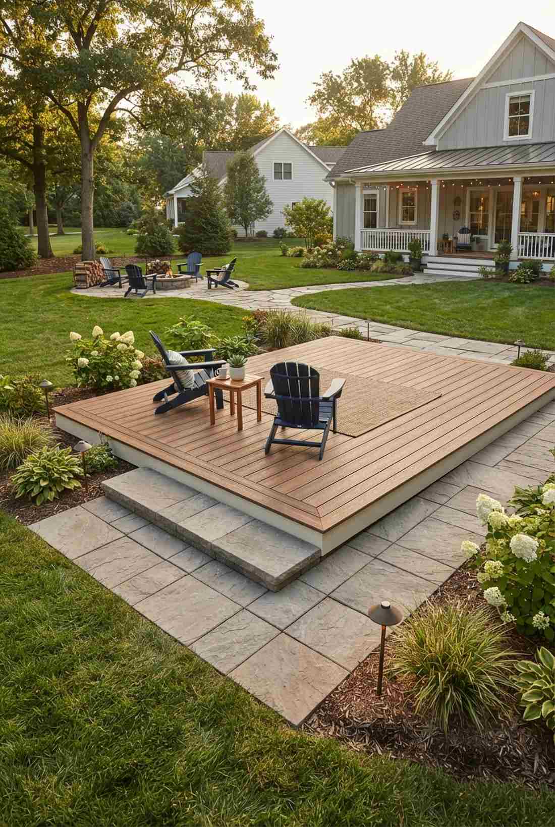 paver border with deck center
