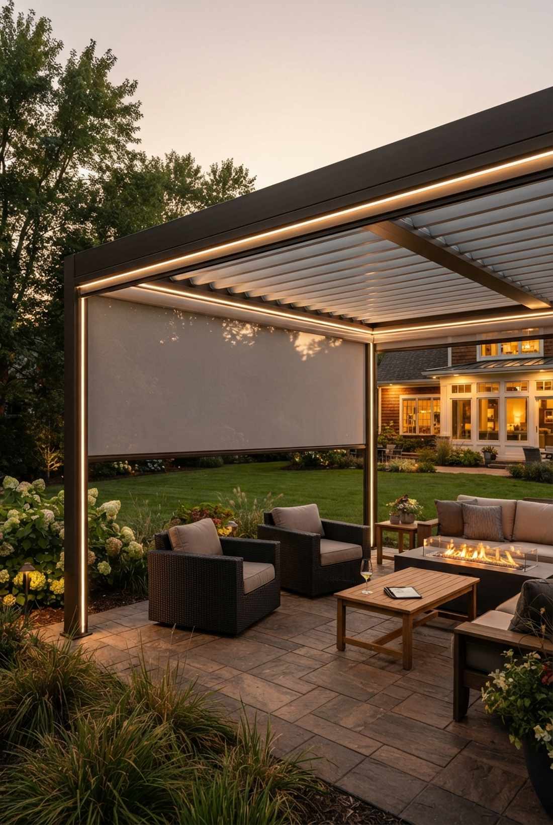 pergola screen track led integration