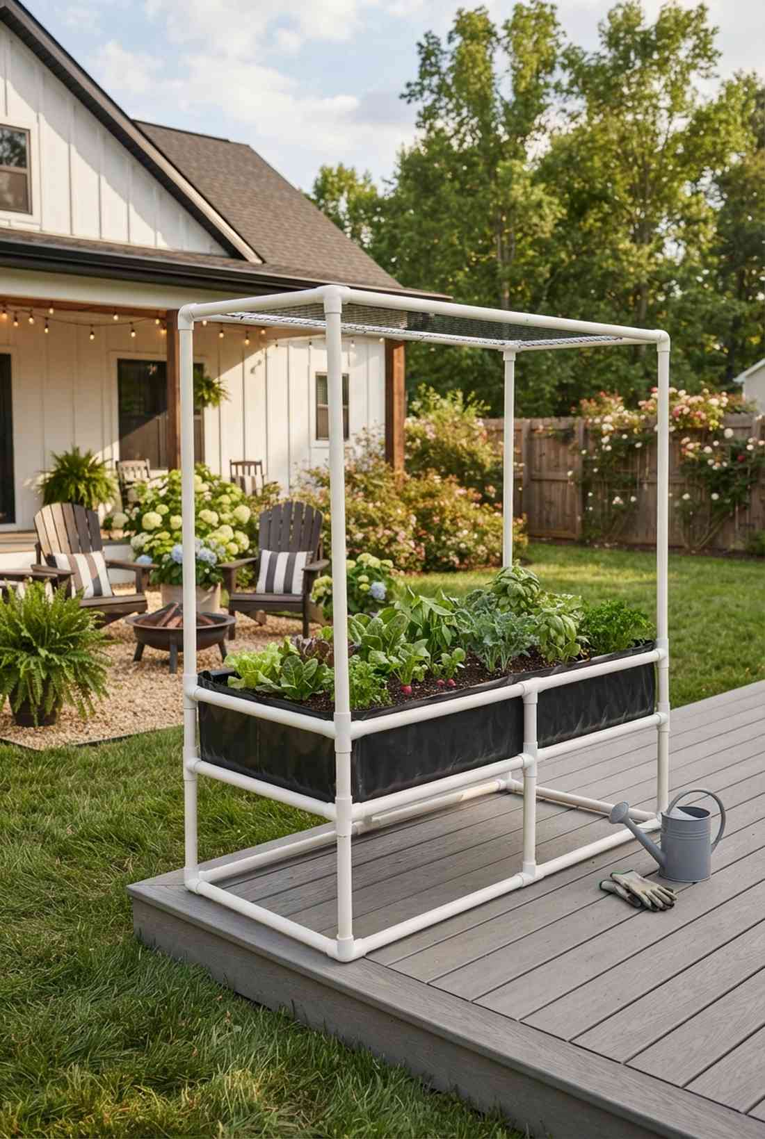 pvc frame raised veggie trough