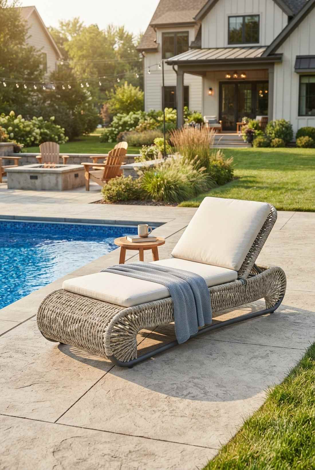 rope wrapped aluminum chaise